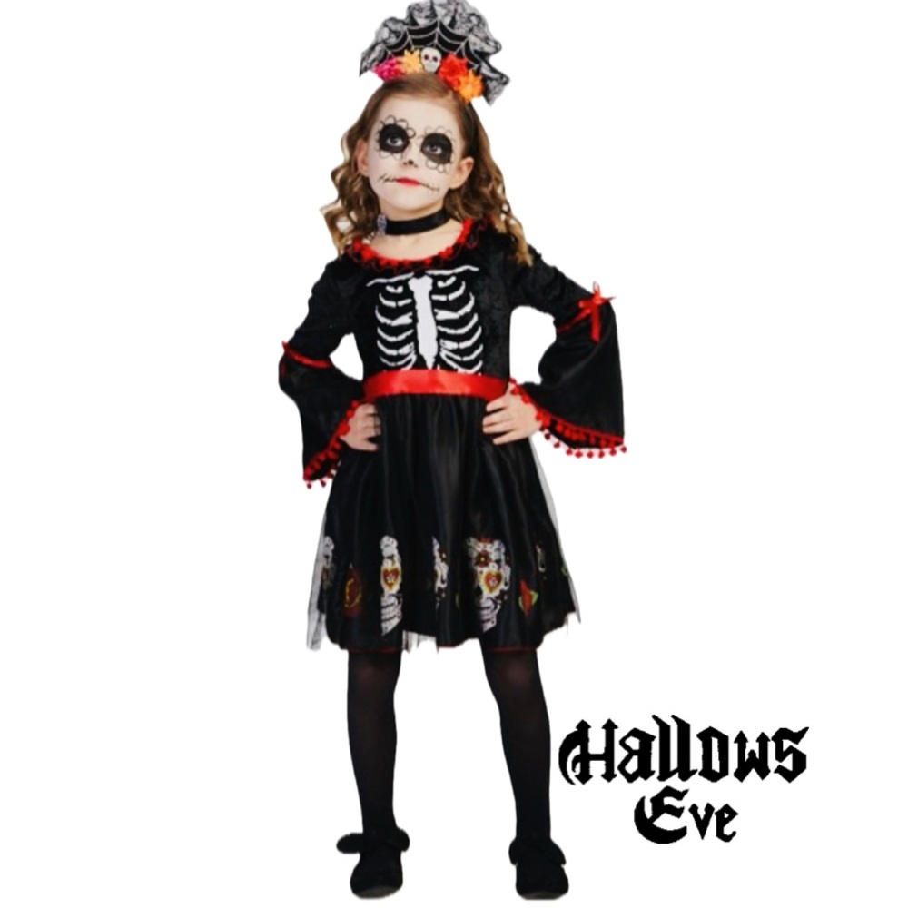 HALLOW’S EVE Day of The Dead Tulled
Dress Halloween Costume Girl’s Size Large 10